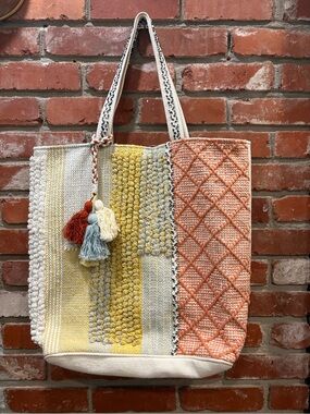Katydid Boho Woven Textured Tote Bag